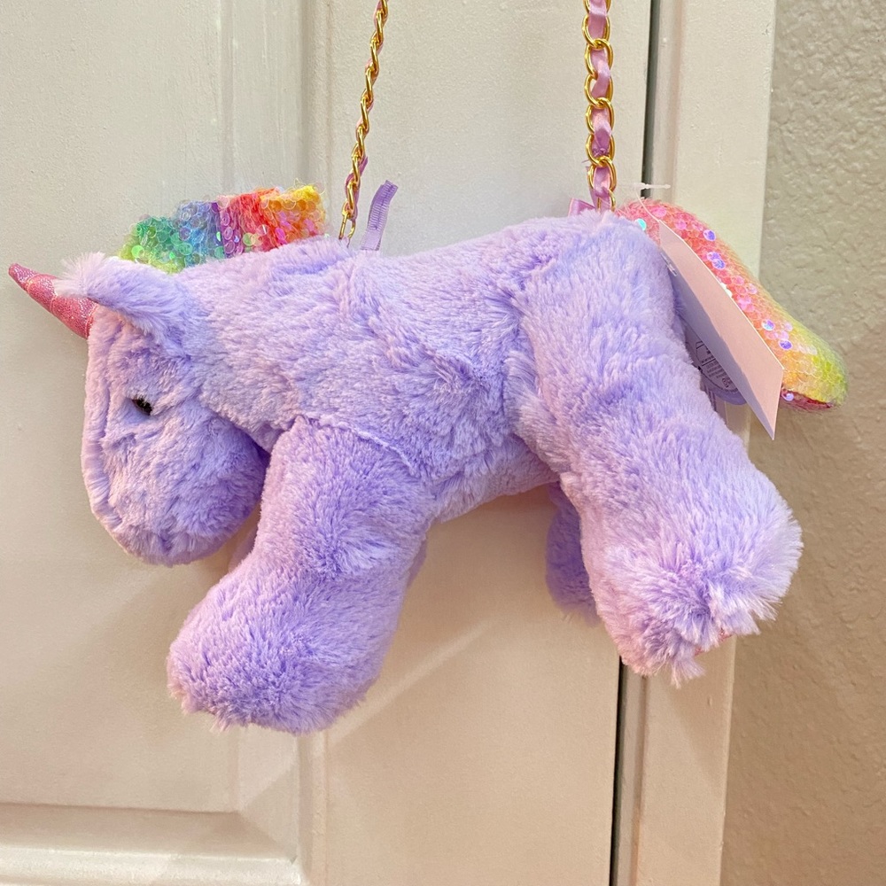 NEW Purple Unicorn Soft Plush Shoulder Bag 4 Kids